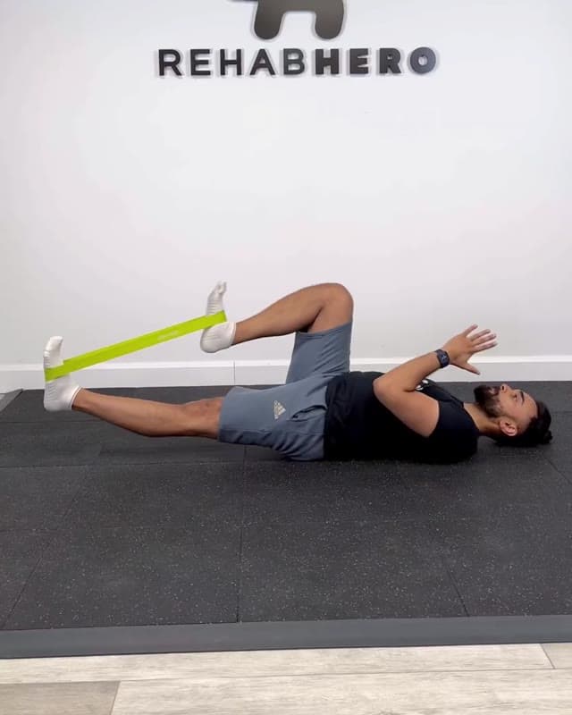 Supine Banded March - Hip flexor strengthening exercise