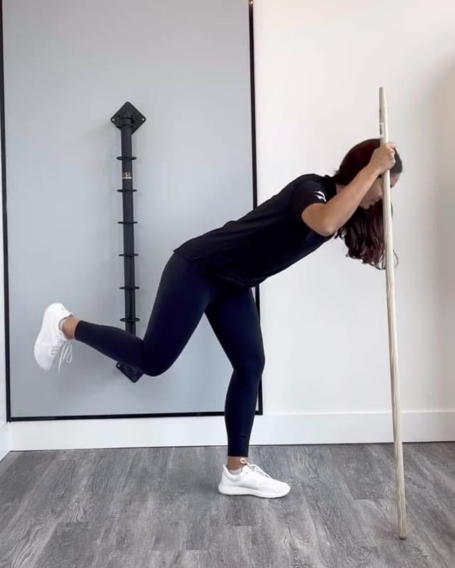 Dowel Assisted Hip Hinge - regressed exercise for squat and deadlift