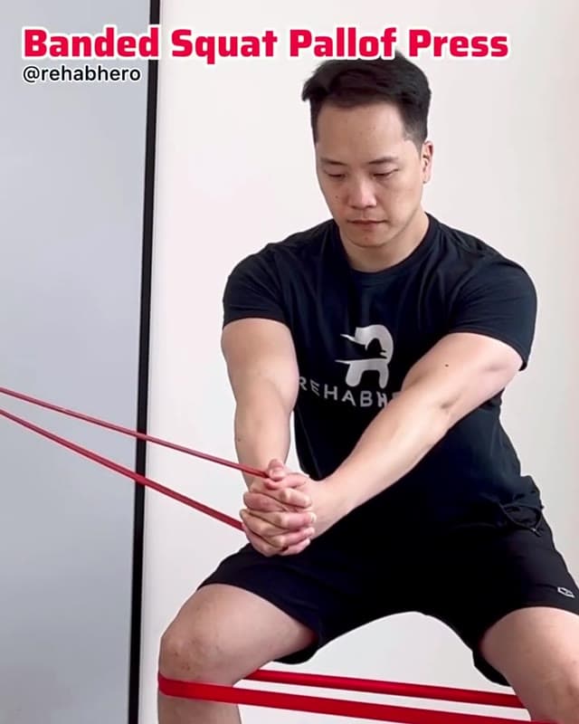Banded Squat Pallof Press