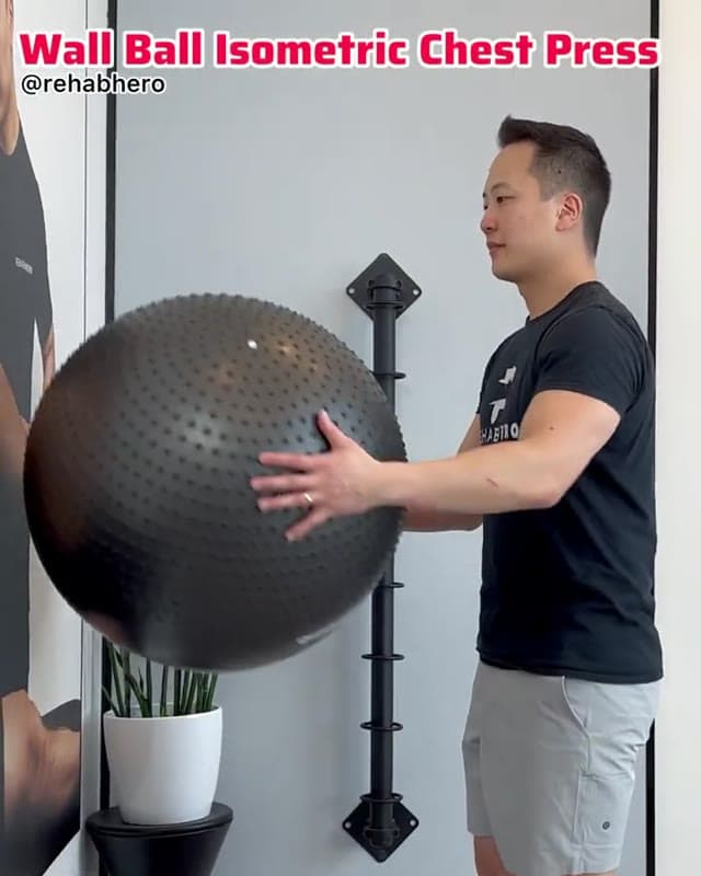 Wall Ball Isometric Chest Press