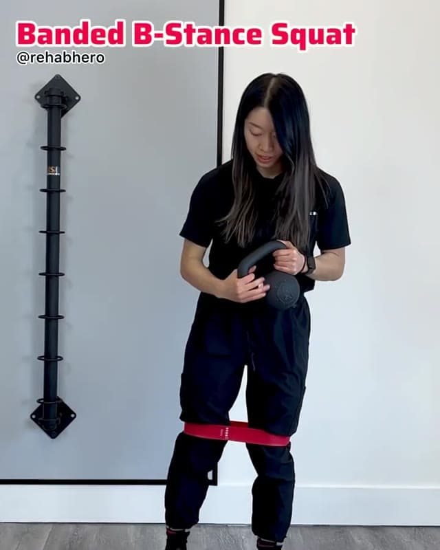 Banded B-Stance Squat