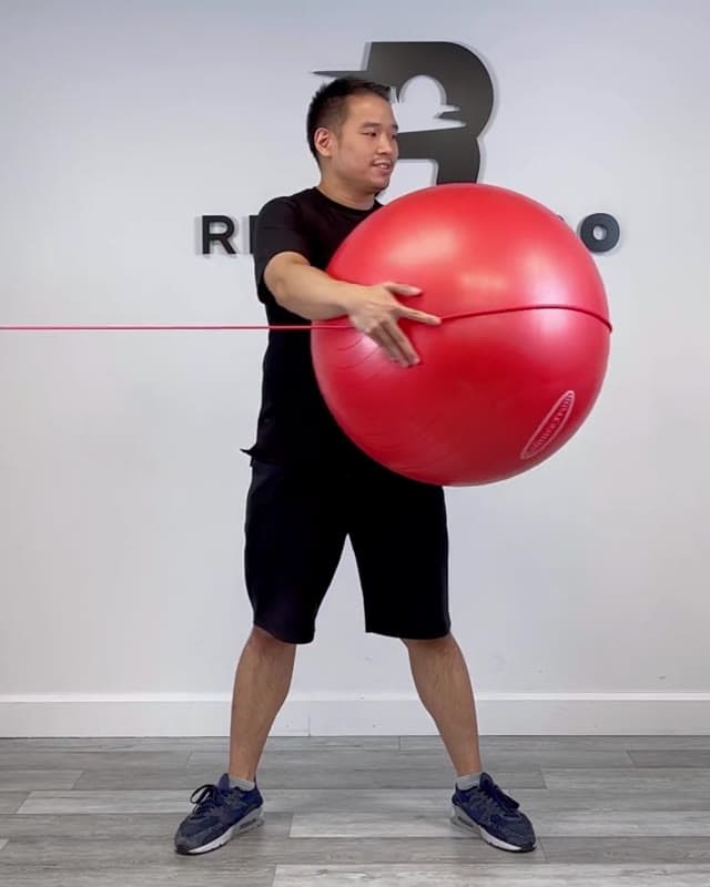 Swiss Ball Horizontal Chop  - core strengthening and pelvic stability exercise