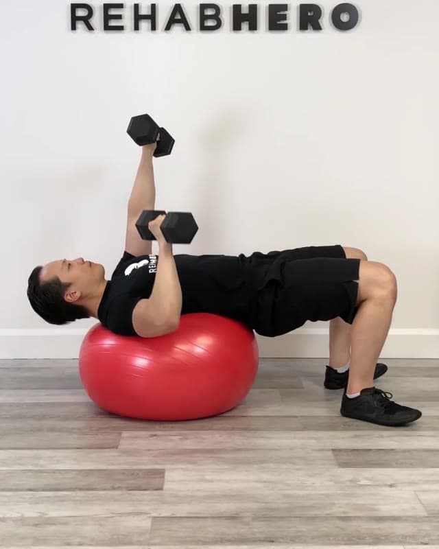 Swiss Ball Alternating Chest Press
